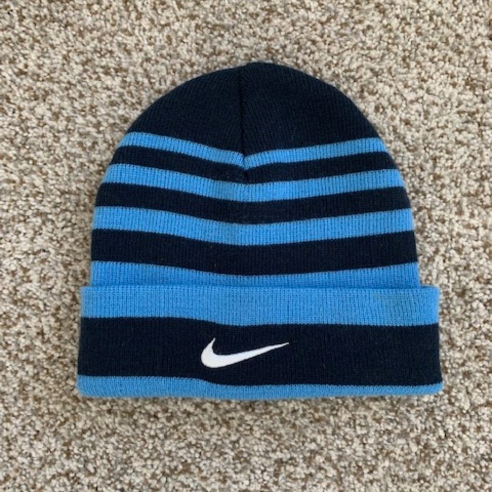 Nike Blue Stripe Knit Beanie - Unisex